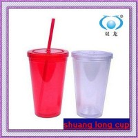 450ml promotional PS mugs with straw SL-4503