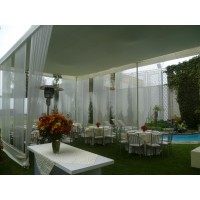 Toldo estructural en organza perla