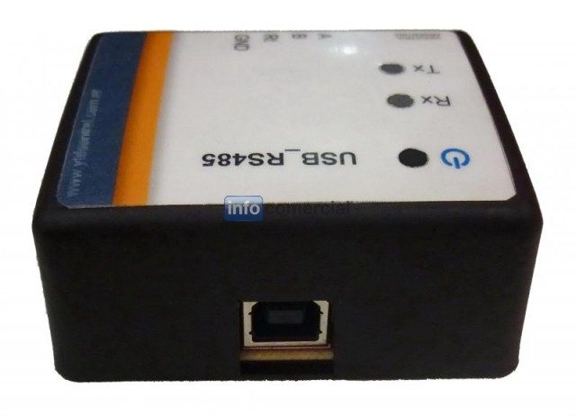 Conversor de USB - RS485, chipset FTDI, leds testigo, Borneras desenchufables