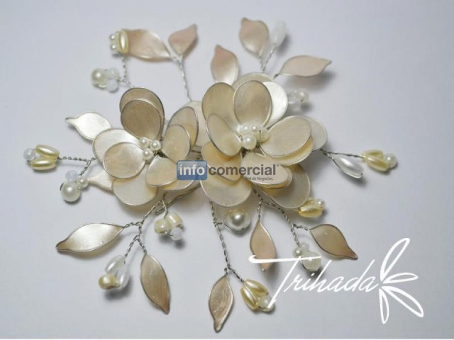 Tocado de Flores Redondas Duo - Accesorios para Novias - 15 % descuento envios al interior