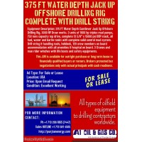 375 FT Water Depth Jack Up Offshore Drilling Rig Complete With Drill String