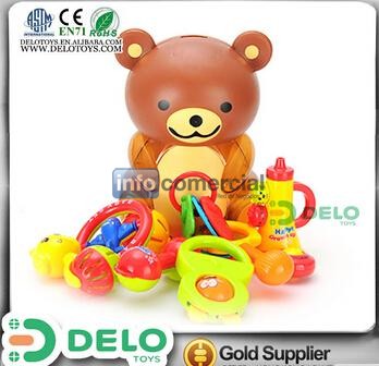 Juguete de china plástico juguetes para bebés Sonajeros del mejor calidad inteligente animal oso variados modelos DE0049022