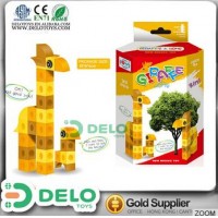 Juguete de china pieza grande para los niños pequeños bloque de construcción animal con vivos colores jirafa DE0032005