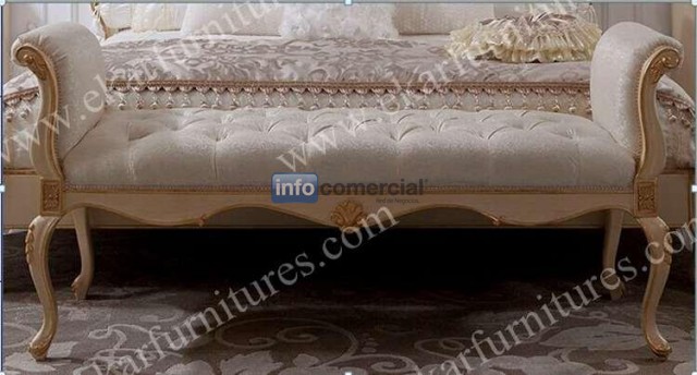 Palace Style Vintage Classic White Bedroom Bench