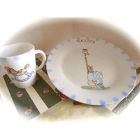 Conjunto Porcelana-Souvenier Nacimiento Personalizado