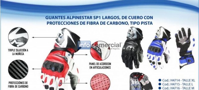 Guantes Alpinestarsp1 Largos,de Cuero Tipo Pista En Bapmotos
