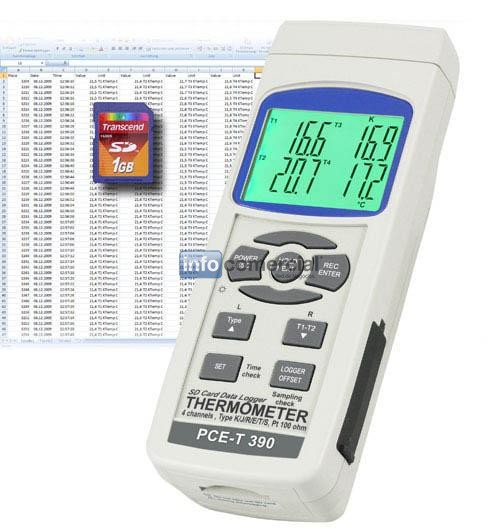 Medidor de temperatura de varios canales PCE-T390