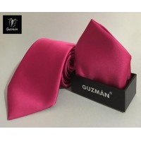 Conjunto corbata y pauelo rosa