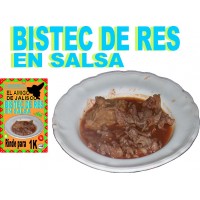 Saborrico para preparar bistec de res en salsa.